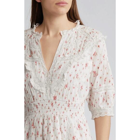 NEW LOVESHACKFANCY clovis mini dress in carmine roses